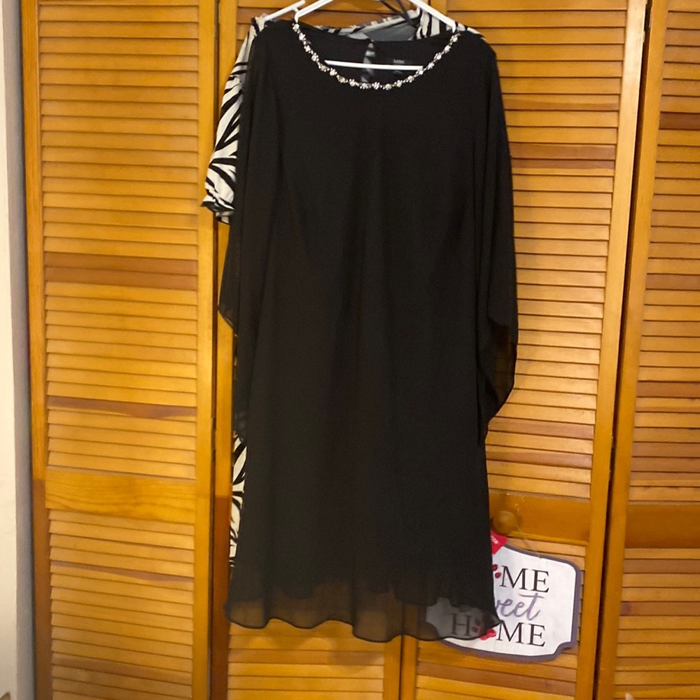 Black shift  sheer dress with rhinestones size 2x elegant Dress